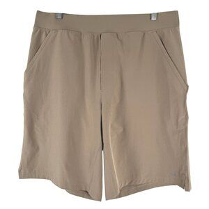 Alo Yoga Repetition Shorts Mens Large Tan Athletic Stretch Workout SS-2062